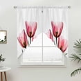 thumbnail image 5 of Pink Tulip Kitchen Window Curtains, Swag Curtains Valance for Bedroom Living Room Bathroom, Modern Blossom Pastel White Floral Petal Rod Pocket Window Treatment Curtain Block Drapes 2 Panels 28"x36", 5 of 9
