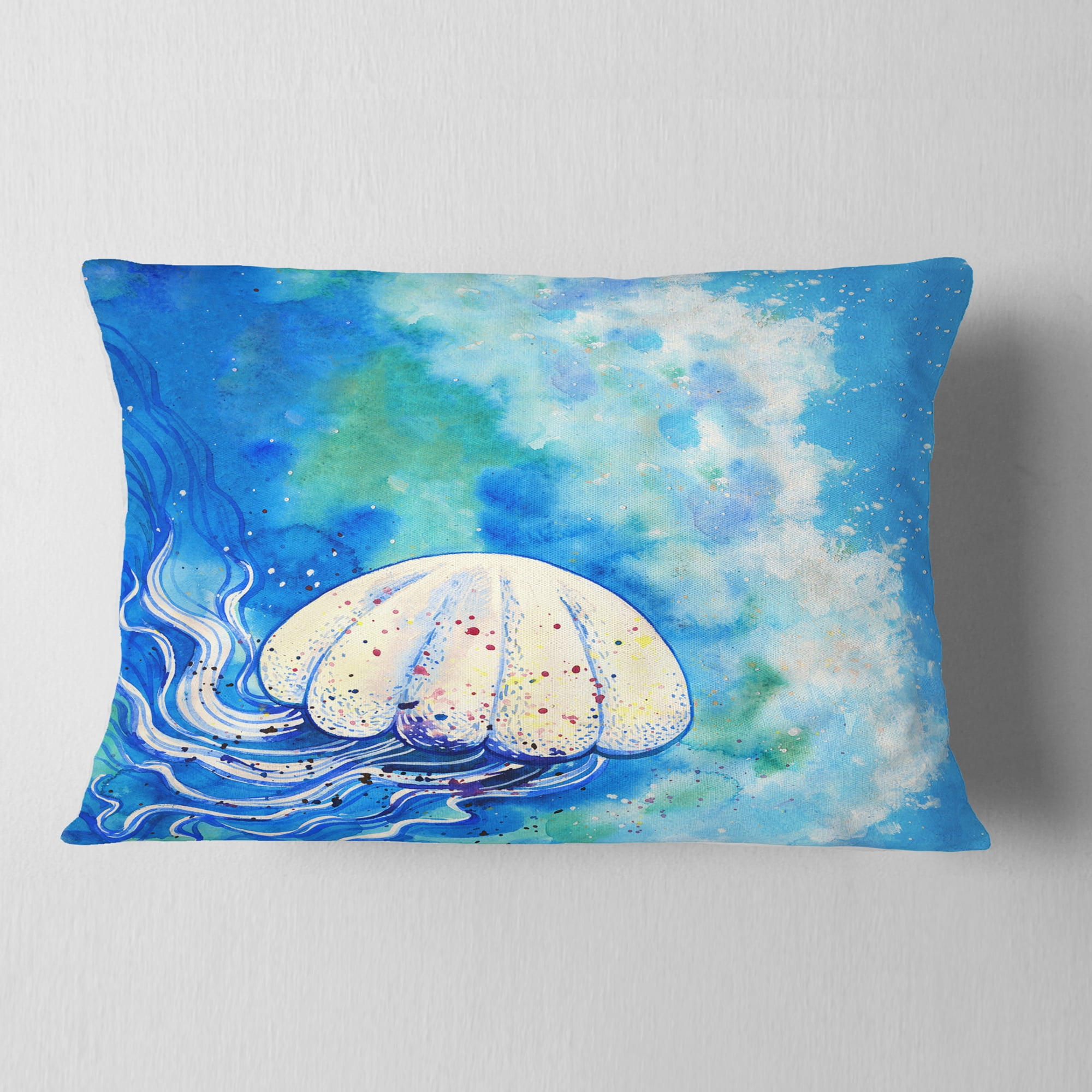 Designart Large Jellyfish Watercolor - Abstract Throw Pillow - 12x20