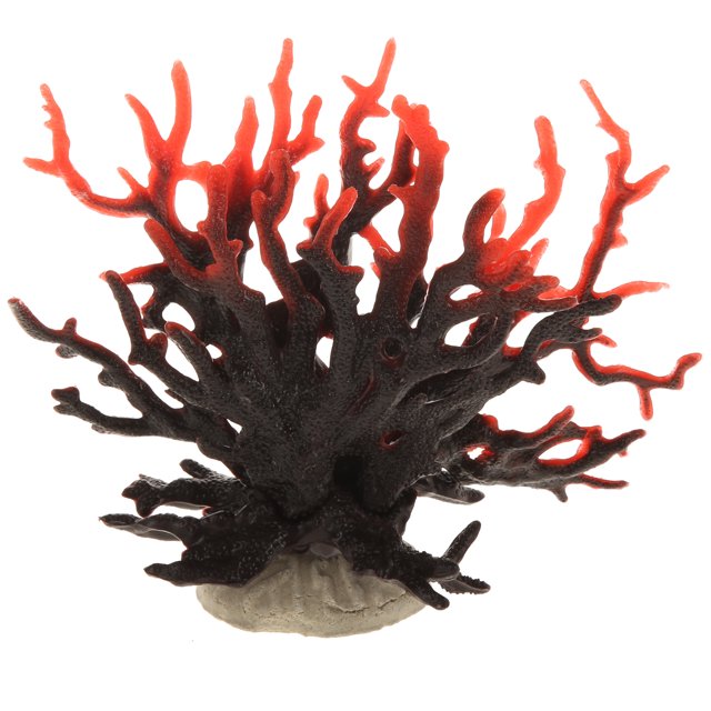 Decoración de arrecife de coral, mini decoración de coral sintético para decoración de acuario, negro rojo, 6.5 x 5.83 pulgadas