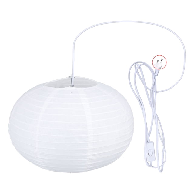White Round Paper Lantern Light Decorative Soft Light Easy to Assemble Hanging Paper Lantern with Lantern for Bedroom Living Room EU Plug 220V