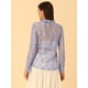 thumbnail image 4 of Blusa elegante floral con cuello de volantes y volantes de encaje de ganchillo para mujer Azules Grises XS, 4 of 5