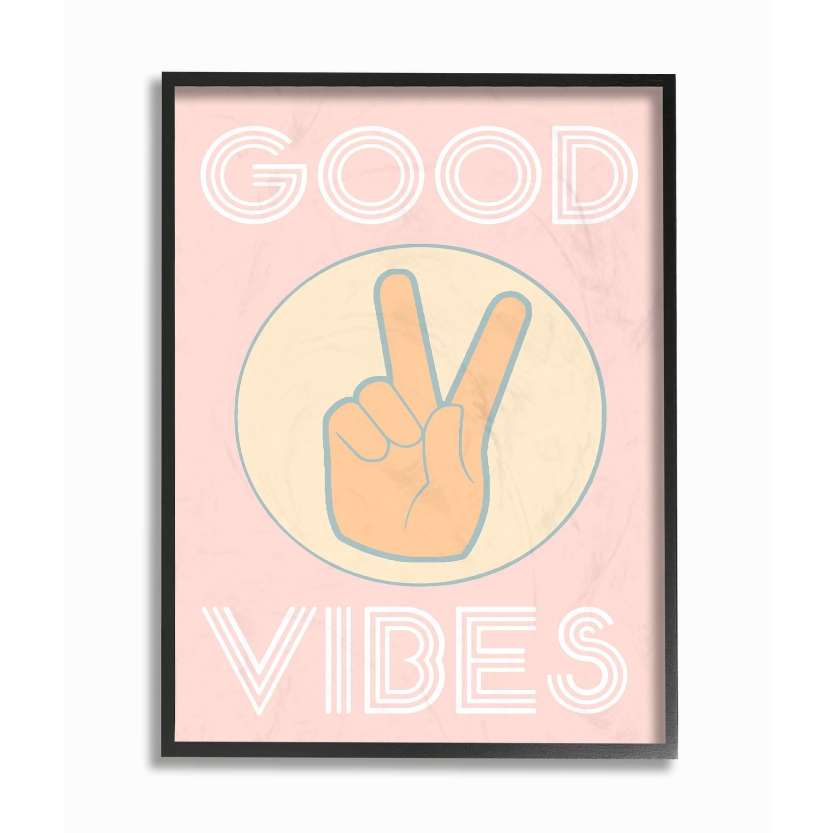 Stupell IndustriesGood Vibes Peace Hand Pink Framed Wall Art by Daphne Polselli