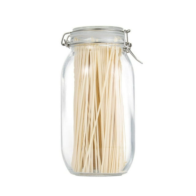 EIMELI Transparent Round Glass Snap Storage Jar Household Kitchen Sealed Jar Grain Storage Box Tea Tin Multi-purpose Containe