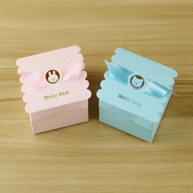 100 Unids Caja l Favor De Dulces Joyero / Bautismo Suministros Colco Sostenedor de papel del partido de las muchachas del muchacho