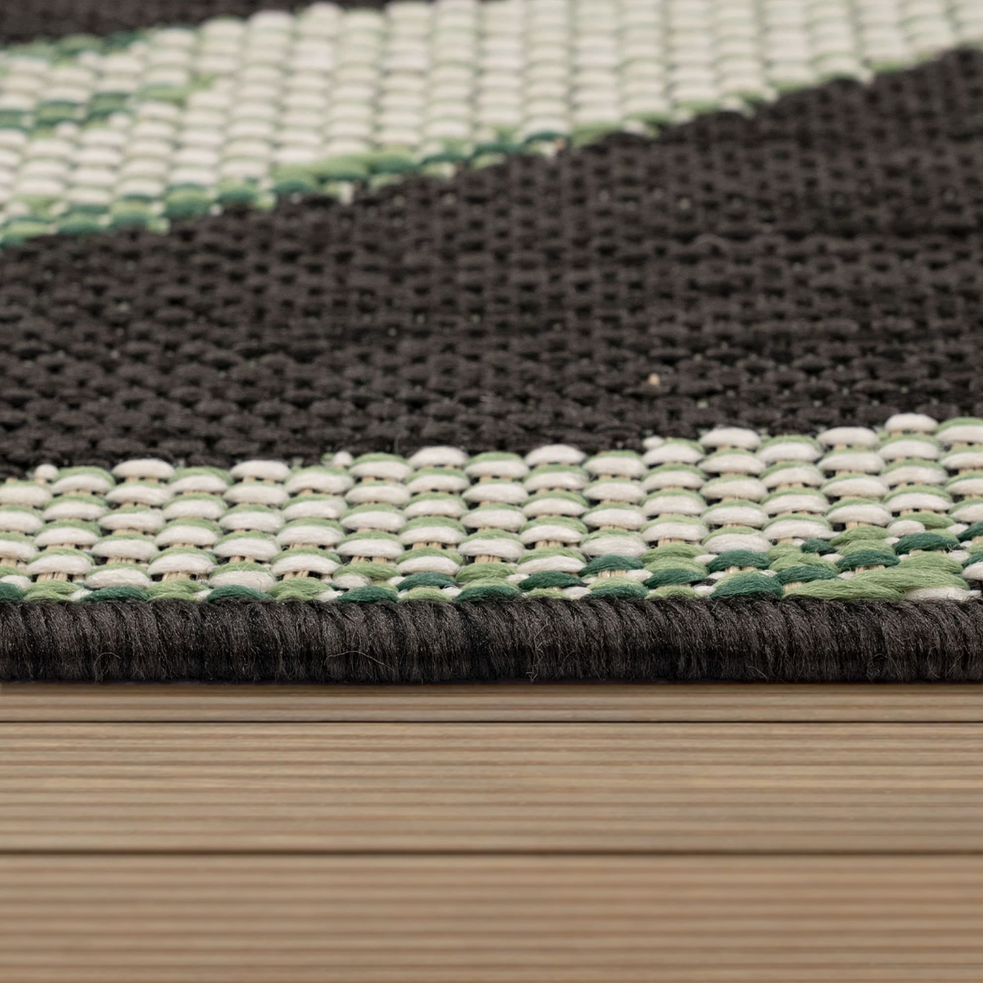 Paco Home Tropical Outdoor Rug Palm Leaves Design in Green Black - 2' x 3'3" (2'x3')