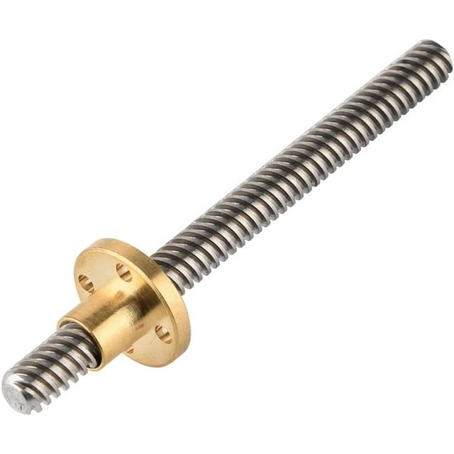 Jinsinto 3D Printer Accessories, T8 Trapezoidal Threaded Pin Lead Screw + T8 Nut, 2mm Pitch, 8mm Screw Thread, Stainless Steel, for Stepper Motor(100mm)