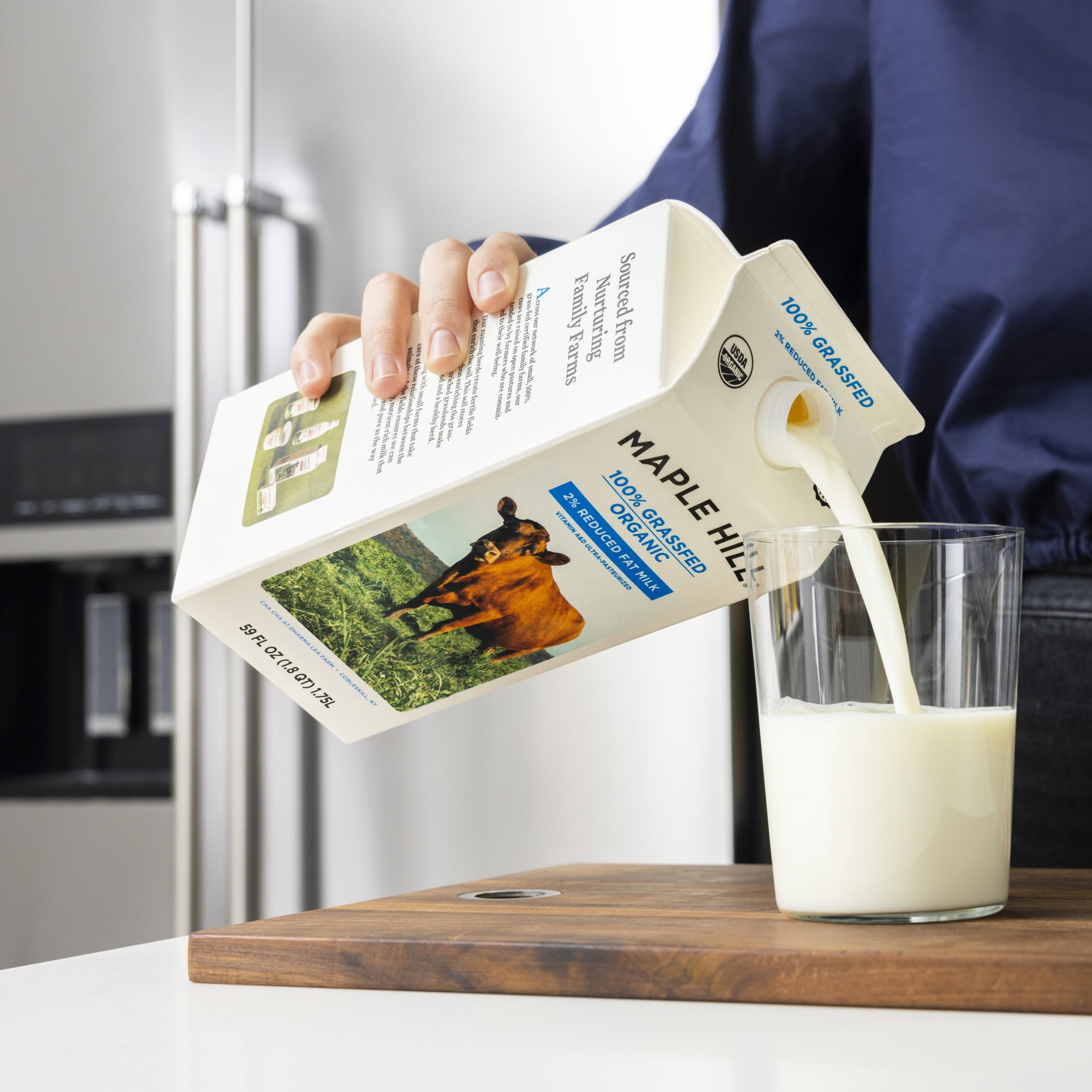 Maple Hill 100% Grassfed Organic 2% Reduced Fat Milk, 59 fl oz Carton