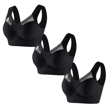 Cathalem Smooth Wireless Bralettes Comfort Seamless Plunge Bra with Support Comfortable Bras for Women(Black XXL)