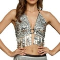 thumbnail image 2 of Fewfanhot Women's Luxury Sequined Dance Outfit with Fringes and Built-In Chest Pads, Performance Clothes for Raves & Celebrations, 2 of 5