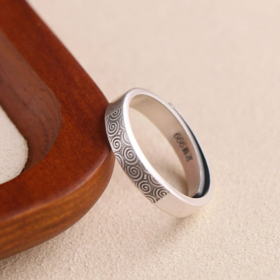 Wollet 999 Sterling Silver Ring, Solemn Pledge of Love, Index Finger Ring,Couple Ring