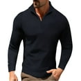 thumbnail image 1 of Blusa y camisa de manga larga con cuello alto para hombre, color liso, con cremallera, deportiva, de manga larga y cuello alto., 1 of 8