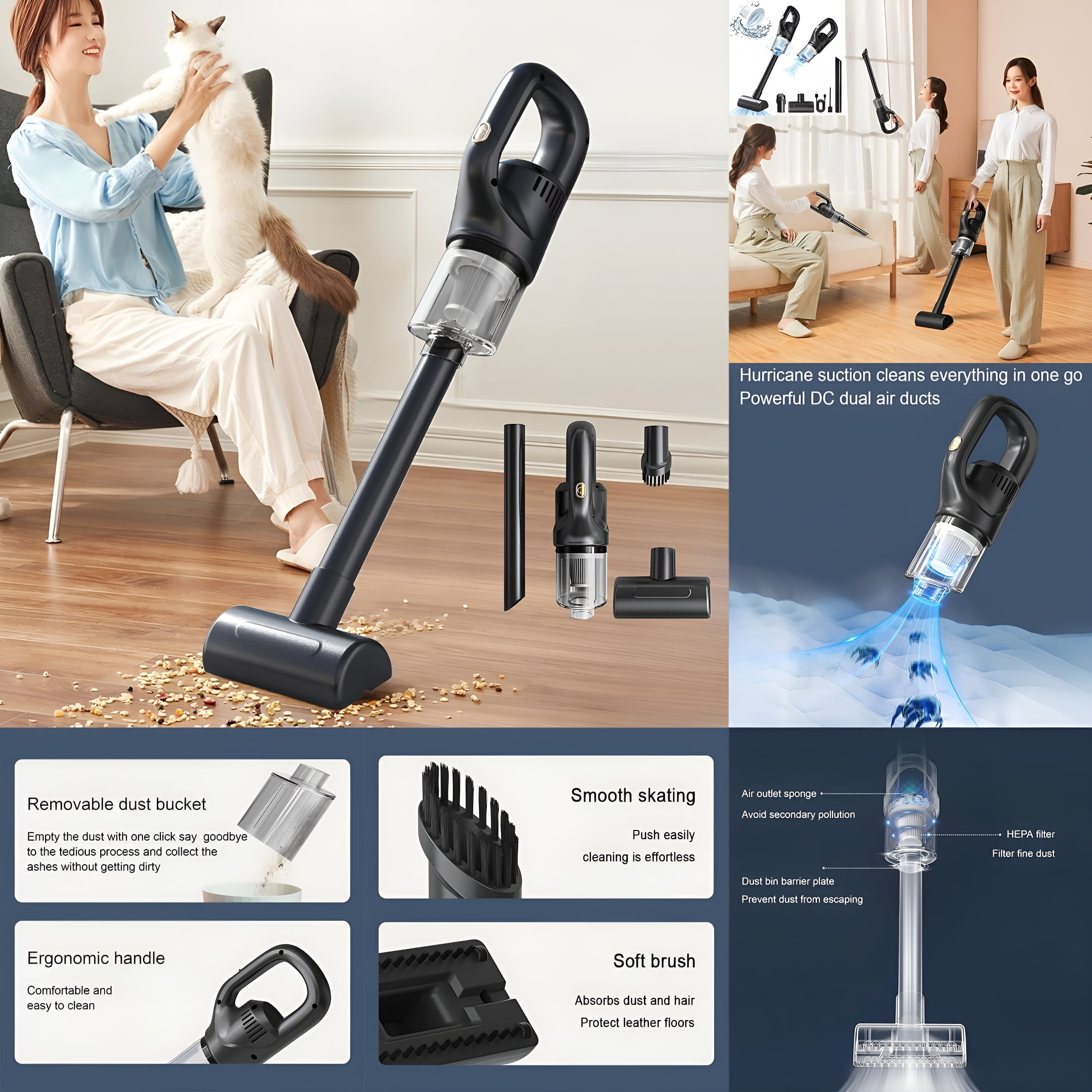 CURYMAY 2026 New Wet Vacuum for Carpet Handheld Vacuum Cleaner Wireless Compressed Electric Air Duster 9000Pa Suction Portable Usb Vacuum Buster Air Blower for Car Desk Computer Keyboard Home