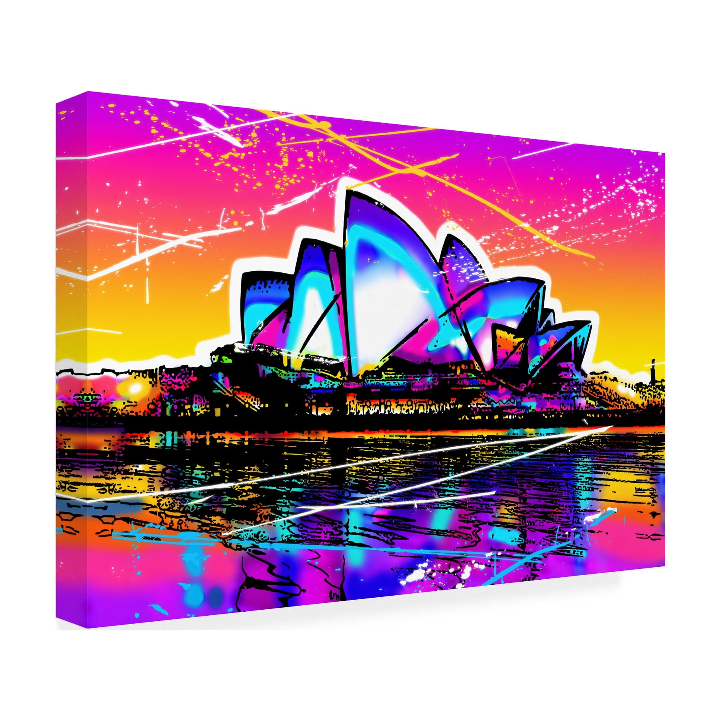 Canvas Wall Art - Ray Heere 'Colorful Cityview Sidney Opera House' Wall Art for Living Room, Bedroom, or Office DÃ©cor by Trademark Fine Art - 19 x 12 Inches