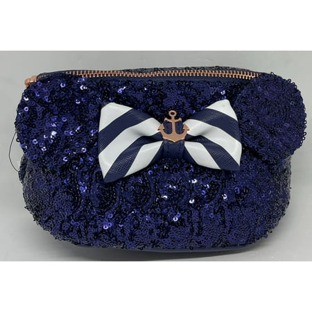 Disney Cruise Line Minnie Ear Bow Anchor Sequined Fanny Pack Belt Bag New