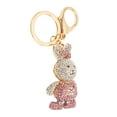 thumbnail image 2 of Llavero de conejo de dibujos animados lindo colgante de diamantes de imitación llave pequeños adornos accesorios decorativos rosa, 2 of 14