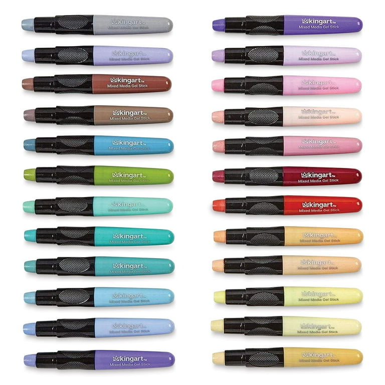 KINGART, Gel Stick Artist Crayons, 24 Pastel Colors, All Ages