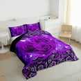 thumbnail image 2 of Manfei Purple Flower Floral Queen Comforter Set,Purple White Paisley Bedding Sets,Romantic Theme Bedding Comforter Set For Men Women,Luxury Bedroom Decor Reversible,3pcs, 2 of 7