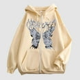 thumbnail image 2 of zaveiop Women Zip up Oversized Hoodie Skeleton Butterfly Gothic Emo Grunge Jacket Alt Graphic Baggy Dark Academia 90s (Khaki, S), 2 of 4