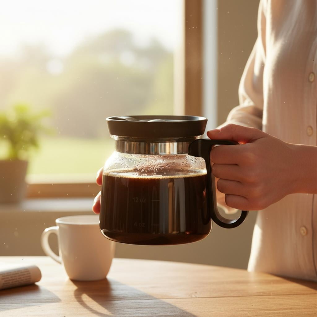 16Ounce Glass Coffee Cup With Secure Cover And Nonslip Grips Ideal For Teas Juices Or Espressos Drink
