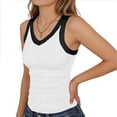 thumbnail image 2 of POIUYTR Women Summer Casual Tank Tops Slim Ribbed Knit Color Block Sleeveless Tshirts Comfy Stretch Camisole, 2 of 5