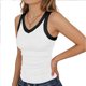 thumbnail image 2 of Mujeres Blusas de Verano sin Mangas Cuello en V Cuello Sólido Camiseta, Poliéster Suave Desgaste Diario Casual, Longitud Regular, 2 of 5