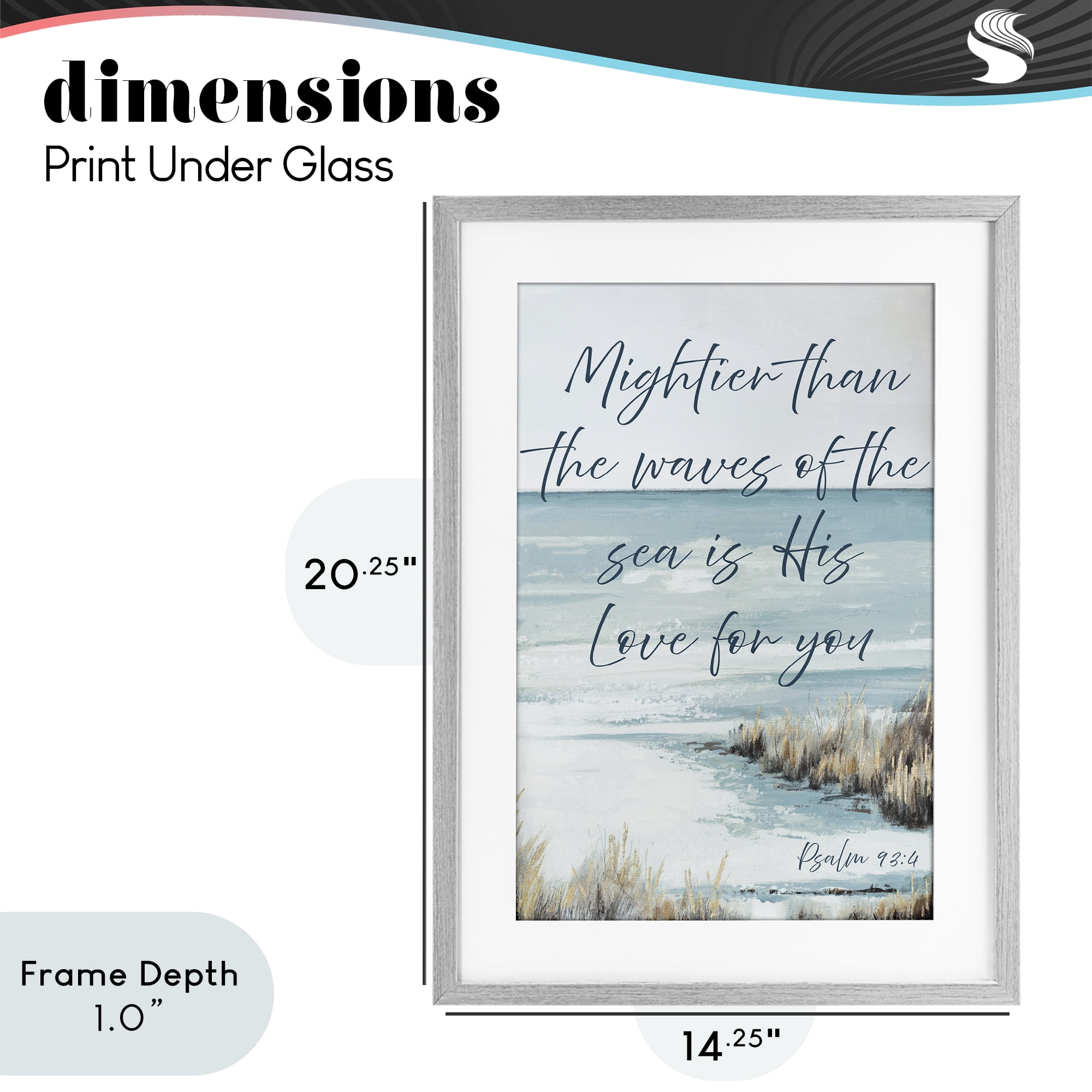 Stupell Industries Mightier Than The Waves Gray Framed Print Under Glass, design by Patricia Pinto