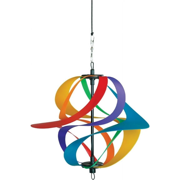 In the Breeze 2484 — Rainbow Poly Vortex Spinner — Mesmerizing and Colorful Hanging Wind Spinner