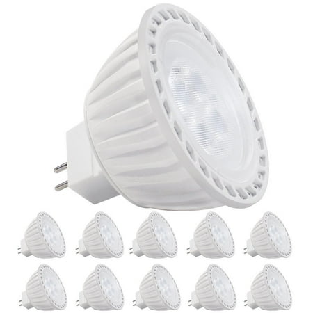 - 10 Pack AC/DC 12V 5W MR16 LED Bulb - 50W Halogen Equivalent 2700K Warm White LED MR16 Spotlight - 320 Lumen 36 Degree Beam Angle Bi Pin GU5.3 Base for Home, Recessed, Accent, Landscape, Track Lighting
