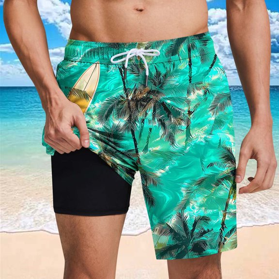 Men's Athletic Shorts Men's Athletic Shorts Casual Shorts for Men Men Casual Fashion Print Shorts With Pockets Elastic Waist Beach Pants Mint Green M