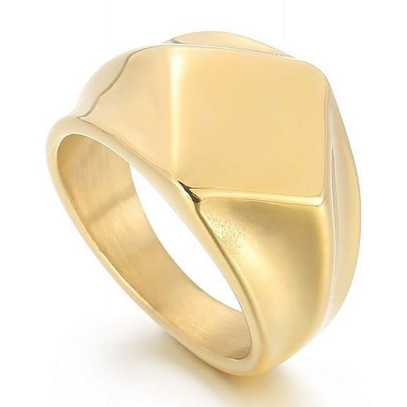 New simple geometric 14K Yellow Gold men ring can be matched with rhombus man domineering ring engagement jewelry party gift