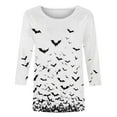 thumbnail image 4 of FAVIPT Halloween Shirts for Women 3/4 Length Sleeve Round Neck Blouses Funny Basic Printed Loose Tees Casual Trendy Fall 2025 Shirts Multicolor,M, 4 of 5