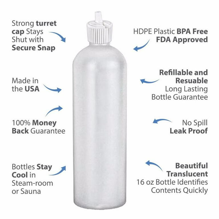 MoYo Natural Labs 16 oz Squirt Bottles, Squeezable Refillable Containe