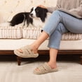 thumbnail image 2 of Zapatillas EverFoams Fuzzy de espuma viscoelástica con punta abierta, vintage, caqui, 2 of 7