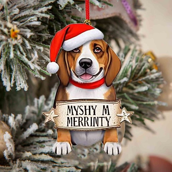 Decoraciones para árboles de Navidad - adornos acrílicos para gatos con cuerda colgante, diseño colorido de perro plano para decoración de fiestas navideñas en interior/exterior