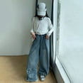 thumbnail image 6 of JLMSPLWG Kids Baggy Pants Wide Leg Jeans Girls Cute High Waist Pants Tween Girls Personalized Straight Casual Jean Toddler Girl Clothes, 6 of 9