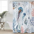thumbnail image 4 of Shower Curtain, Ocean Jellyfish Starfish Coral Waterproof Shower Curtain Set with Hooks for Bathroom Showers,Stalls and Bathtubs,36x72In Blue Ocean Shell Conch, 4 of 9