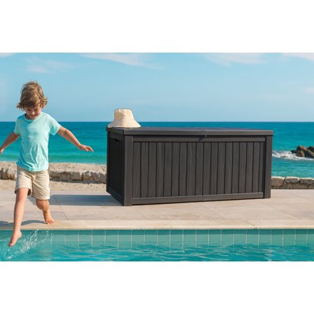 BTEXPERT 80 Gallon Deck Box Outdoor Storage Container Steel Rods Patio Garden Tools Cushions Pool Supplies Sports Waterproof Lock n Set of 2