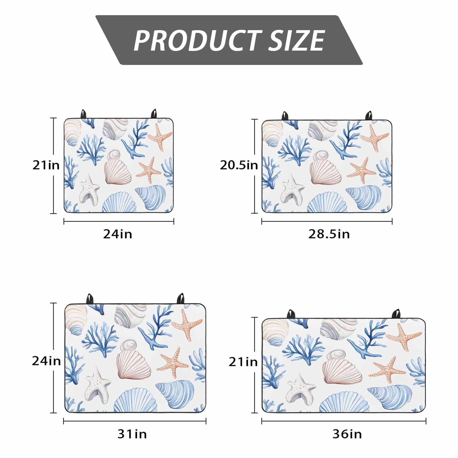 Ocean Coastal Stove Top Cover for Electric Stove, Heat-proof & Non Slip Glass Top Stove Cover Protector, Blue Coral Shell Starfish Beach Summer Kitchen Flat Cooktop Rubber Mat 24x21 Inches