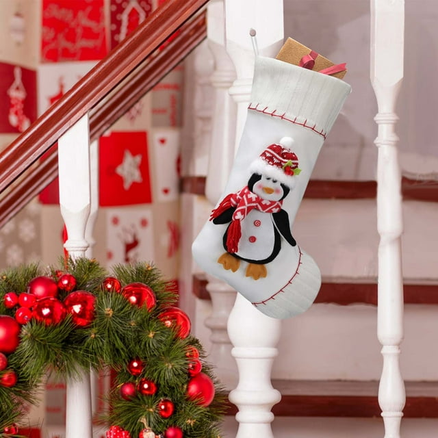 Calcetines Decorativos Navideños con Diseño de Muñeco de Nieve para Ancianos, Calcetines Blancos para Regalo, Decoración Colgante para Chimenea Del Hogar.