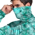 thumbnail image 4 of Havenx Uv Protection Shirts for Men Plant Print Long Sleeve Rapid Dry Hoodie with Mask Hooded Upf 50+ Shirt Rash Guard Hiking Running Fishing Athletic Workout Clothing,Green 2XL, 4 of 5