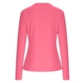 thumbnail image 4 of Women's Long Sleeve Zipper Shirt Top Blouse Solid Color Casual Daily Wear Loose Fit Sun Protection with Pockets Fashion Essential Gift for Women | CSEONE,Hot Pink L, 4 of 5
