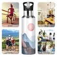 thumbnail image 7 of Yayeee 20oz Insulated Water Bottle Double Wall Stainless Steel with Flip Straw Lid, Art Mountain and Sun Pattern, 7 of 7