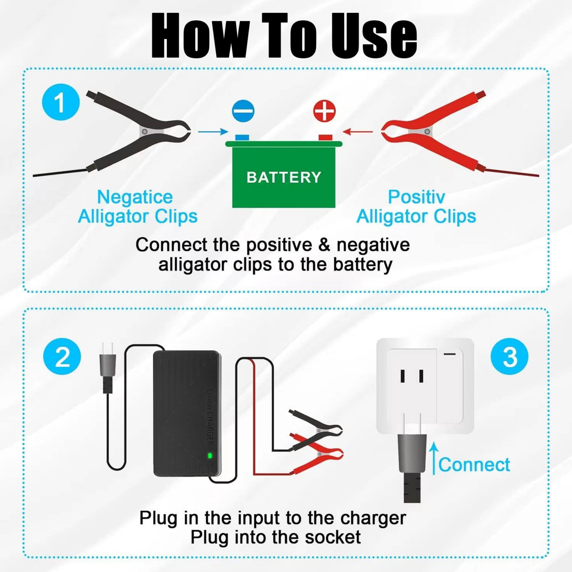 12V 10-Amp 10A Smart Fast Charger for Lithium Iron Phosphate (LiFePO4) Battery