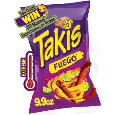 Takis Fuego 9.9 oz Sharing Size Bag, Hot Chili Pepper & Lime Rolled Tortilla Chips