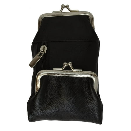 Twist Lock Handbag Womens Leather Cigarette and Lighter Case with Twist Clasp in Choice of Colors (Black) ()