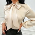 thumbnail image 5 of cfhntfmh Fall Outfits for Women Dressy Chiffon Blouse Business Work Casual Tie Neck Shirt Casual Long Sleeve Blouse Office Tops, 5 of 6