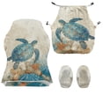 thumbnail image 5 of SCRAWLGOD Vintage Sea Turtle Starfish Conch Print Beige 4 PCS Gaming Chair Covers Stretchable Computer Chair Cover with Armrest Slipcovers Elastic Universal Fit Rotating Armchair Covers, 5 of 7