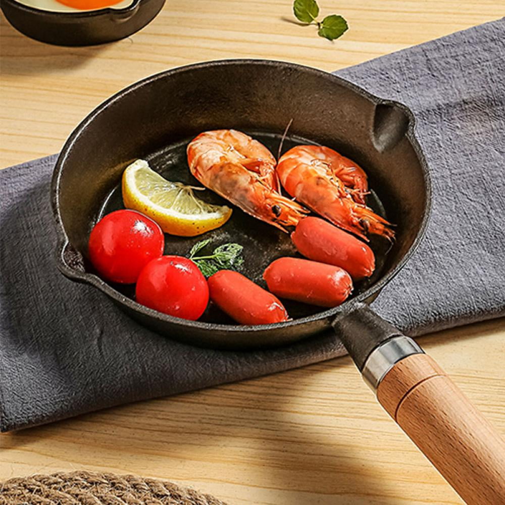 Cast-Iron Square Mini Frying Pan with Wooden Stand