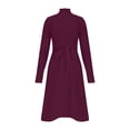 thumbnail image 5 of Womens Summer Dresses Casual Round Neck Sweater Dress Long Sleeved Round Neck Dress Flowy Elegant Holiday Party Maxi Dress with Pockets, 5 of 6