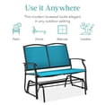 thumbnail image 6 of Best Choice Products 2-Person Outdoor Swing Glider, Steel Patio Loveseat, Bench Rocker w/ Armrests - Peacock Blue/Black, 6 of 8